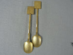 Load image into Gallery viewer, Collector Spoons Sugar Enameled African Mask Ends Gold Tone
