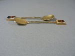 Load image into Gallery viewer, Collector Spoons Sugar Enameled African Mask Ends Gold Tone
