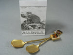 Load image into Gallery viewer, Collector Spoons Sugar Enameled African Mask Ends Gold Tone
