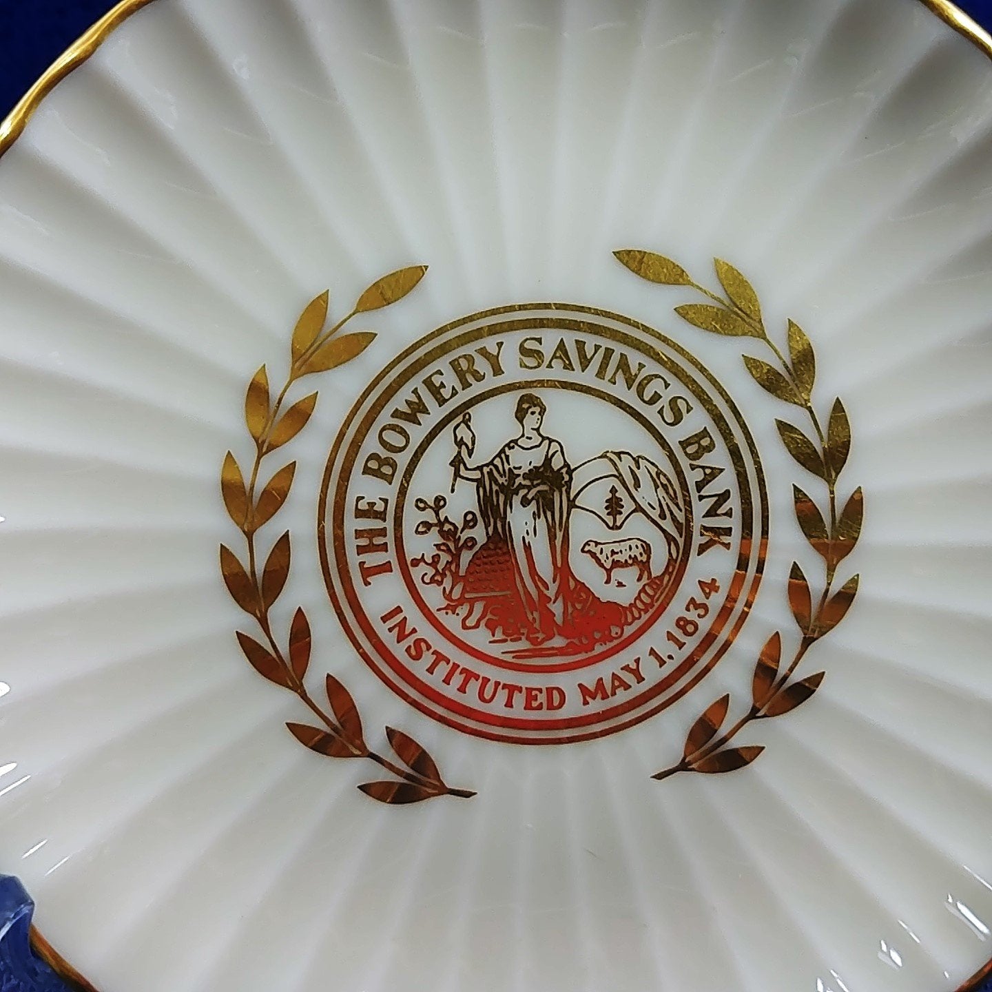 Commemorative Plate Bowery Savings Bank 1963 Custom Made by Lenox 4.25"