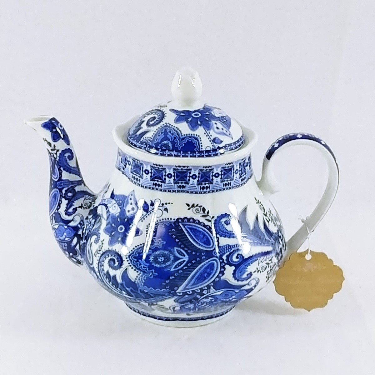 Teapot with Lid Ashley Grace Collection by Kent Pottery Blue Paisley D ...