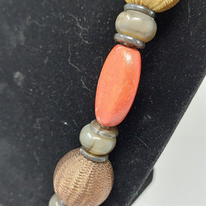 Chunky Wood Bead Necklace Adjustable Vintage Fashion Costume Jewelry