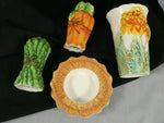 Load image into Gallery viewer, Coffee Cup with Coaster and Salt Pepper Shaker Carrot Asparagus Design Ceramic
