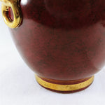 Load image into Gallery viewer, Vase Table Lamp Base Ceramic Burgundy Gold Accent Trim Vintage Home Decor 12&quot; H
