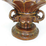 Load image into Gallery viewer, Compote Bowl Footed Raised Design Elephant Base Brown Vintage Home Decor 9&quot; H
