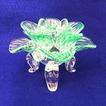 Load image into Gallery viewer, Candle Holder Tealight Green Glass Flower Shaped Footed
