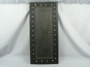 Vintage Handmade Serving Tray wooden & metal Insert Cut Out Detailing