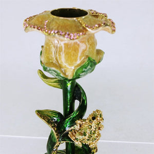 Olivia Riegel Candle Holder Swarovski Crystal Bejeweled Lily Pad Frog Flower Vtg