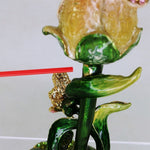 Load image into Gallery viewer, Olivia Riegel Candle Holder Swarovski Crystal Bejeweled Lily Pad Frog Flower Vtg
