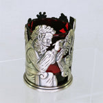 Load image into Gallery viewer, Votive Tea Light Candle Holder With Ruby Glass Insert Santa Claus In Workshop
