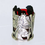 Load image into Gallery viewer, Votive Tea Light Candle Holder With Ruby Glass Insert Santa Claus In Workshop

