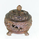 Load image into Gallery viewer, Round Box Footed Finial Lid Open Leaf Work Design Home Accent Table Top Decor
