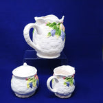 Load image into Gallery viewer, Pitcher Sugar Creamer Set Basket Weave Fruit Pattern Interpur Int&#39;l Ceramic
