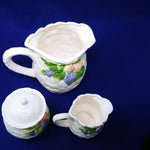 Load image into Gallery viewer, Pitcher Sugar Creamer Set Basket Weave Fruit Pattern Interpur Int&#39;l Ceramic
