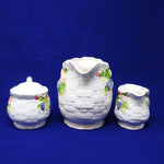 Load image into Gallery viewer, Pitcher Sugar Creamer Set Basket Weave Fruit Pattern Interpur Int&#39;l Ceramic
