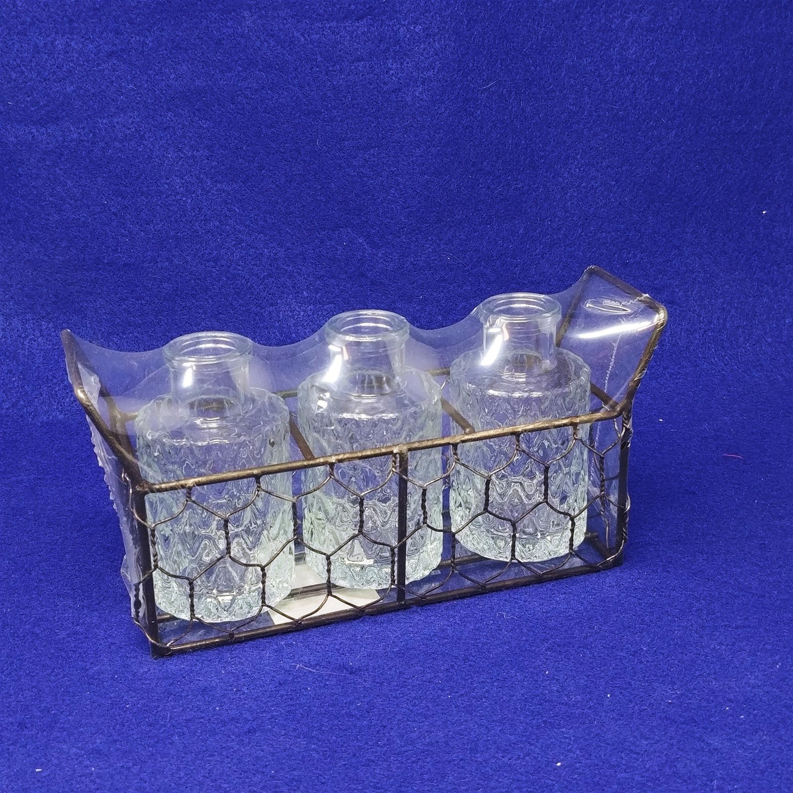 Wire Mesh Basket Glass Bottles Craft Wedding Farmhouse Shabby Chic Rustic