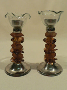 Artistic Sculptural designer candle holders Acrylic and metal