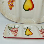 Load image into Gallery viewer, Serving Platters Relish Trays Stackable Pier 1 Hand Painted Dolomite Set of 2
