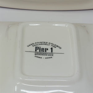 Serving Platters Relish Trays Stackable Pier 1 Hand Painted Dolomite Set of 2