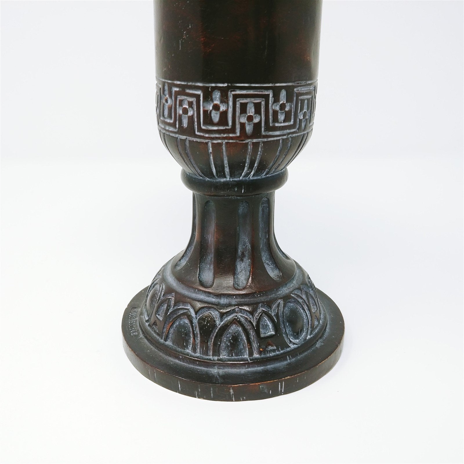 Decorative Finial Geometric Pattern Home Table Decor Brown 10.5"