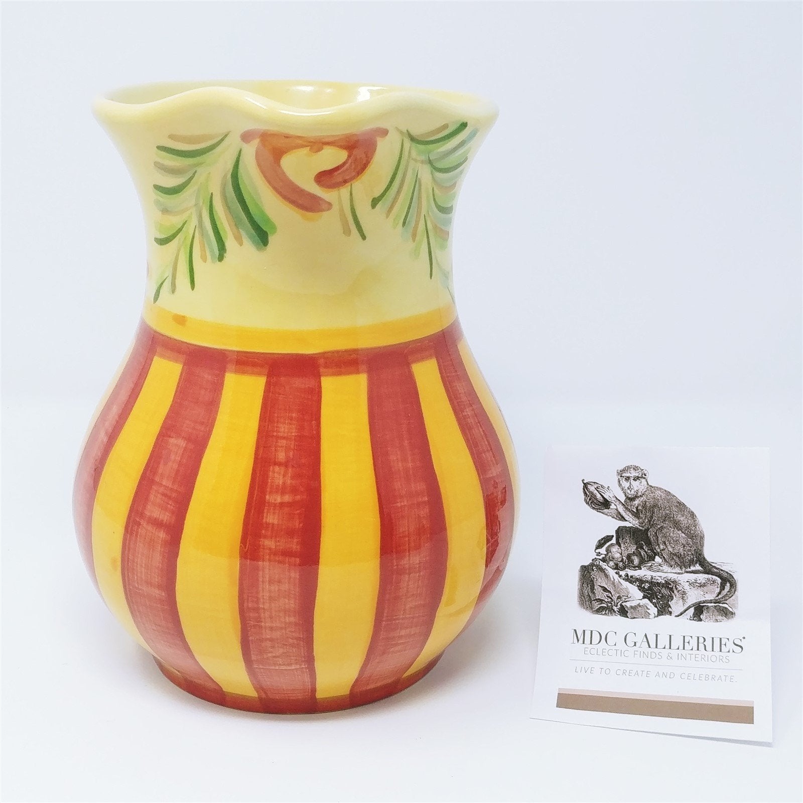 Gail Pittman Ceramic Serving Pitcher "Seina" Tuscan Style Pattern Vintage Decor