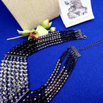 Load image into Gallery viewer, Necklace Bib Collar 7 Strand Multi-facet Beads Silver Black Fashion Jewelry 16&quot;
