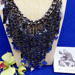 Load image into Gallery viewer, Chico&#39;s Bib Necklace Gunmetal Gray Mirrored Tiles Fashion Statement Jewelry 16&quot;
