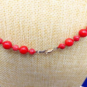 Necklace Red Green Faux Stones Red Beads Fashion Jewelry 20"