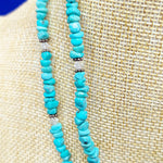 Load image into Gallery viewer, Necklace Choker Turquoise Stone Clear Bead Feather Charm Slide Clasp Vintage 14&quot;
