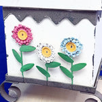 Load image into Gallery viewer, Storage Box Wood Metal Footed Stand Painted Metal Flower Design Whimsical Decor
