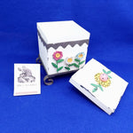 Load image into Gallery viewer, Storage Box Wood Metal Footed Stand Painted Metal Flower Design Whimsical Decor
