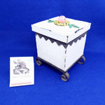 Load image into Gallery viewer, Storage Box Wood Metal Footed Stand Painted Metal Flower Design Whimsical Decor
