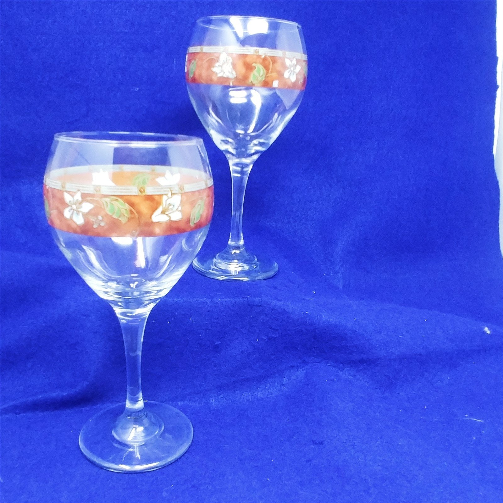 Water Wine Beverage Goblet by Pfaltzgraff "Mission Flower" Pattern Set of 2