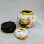 Load image into Gallery viewer, Asian Cloisonne Ginger Jar Small Lid Base 5&quot; Tall
