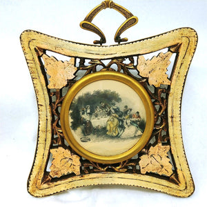 Wall Art Victorian Scenes Medallion Style Openwork Frames Set of 2 Vintage