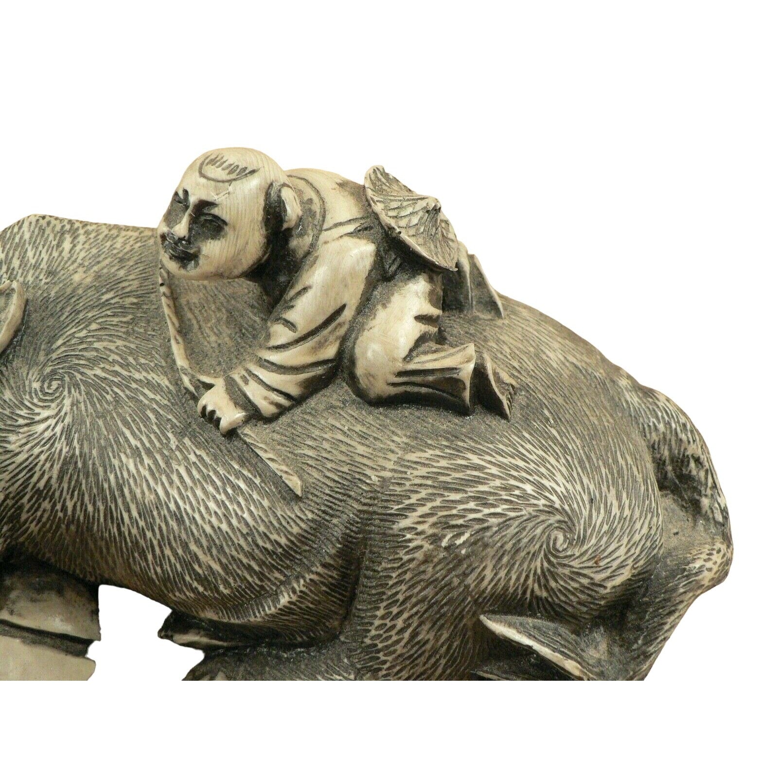 Asian style Oxen man decorative sculpture figurine etched resin