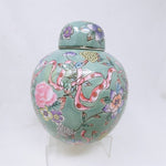 Load image into Gallery viewer, Ginger Jar Vase Flowers Birds Ribbons Hand Painted Pastels Made in Macau 9&quot; H
