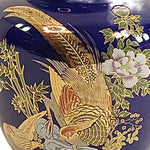 Load image into Gallery viewer, Ginger Jar Pheasant Design Details Cobalt Blue Gold Accents Vintage Decor 5.25&quot;
