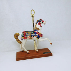 Carousel Horse PJ's ILLIONS STYLE "Star" Moveable on Wood Base Hand Painted 11"