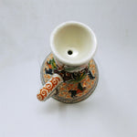 Load image into Gallery viewer, Candle Holder Hand Painted Ceramic with Handle Artisan Signed Portugal 7&quot; H

