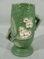 Load image into Gallery viewer, Decorative vase planter floral design staggered handles bottom stamped Roseville
