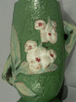 Load image into Gallery viewer, Decorative vase planter floral design staggered handles bottom stamped Roseville
