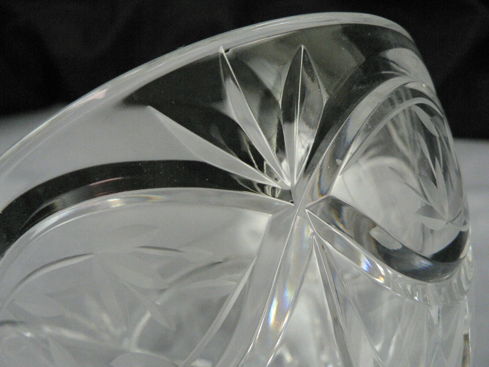 Etched Cut Crystal Glass Bowl Dish