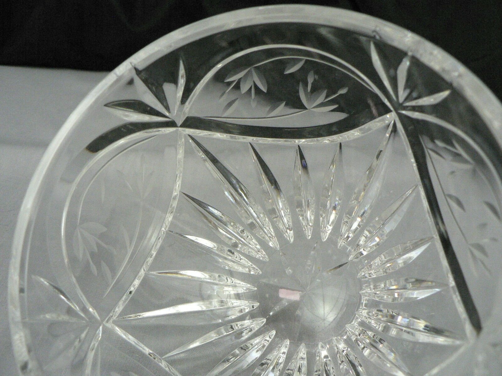 Etched Cut Crystal Glass Bowl Dish