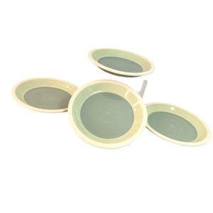 Plates DANSK Handpaints Shallow Rim Dessert Green Cream Vintage 8" Dia Set of 4