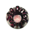 Load image into Gallery viewer, Ruby red vase folded rim glass orb. Floral design etched through to clear
