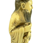 Load image into Gallery viewer, Figurine Chinese Male Robed Bearded Hand Carved Chop Marked Asian Markings 8.5&quot;
