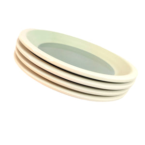 Plates DANSK Handpaints Shallow Rim Dessert Green Cream Vintage 8" Dia Set of 4