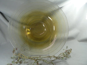 Large Art Glass Centerpiece Bowl Amber Fades to Clear Texture