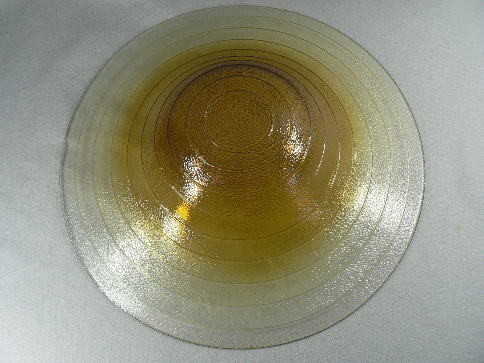 Large Art Glass Centerpiece Bowl Amber Fades to Clear Texture